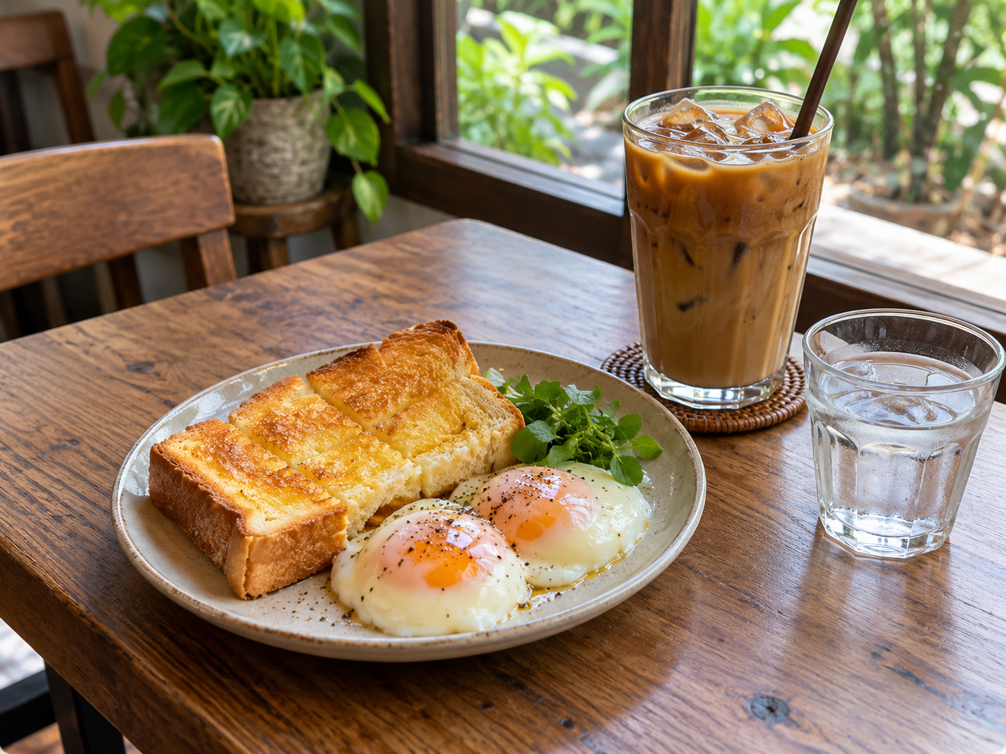 AI Illustration of A café breakfast and drinks break in Ayutthaya