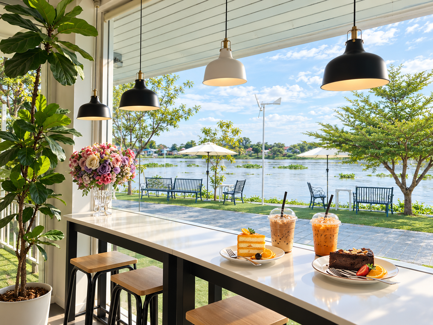 AI Illustration of Rak Bang Pa-In Café