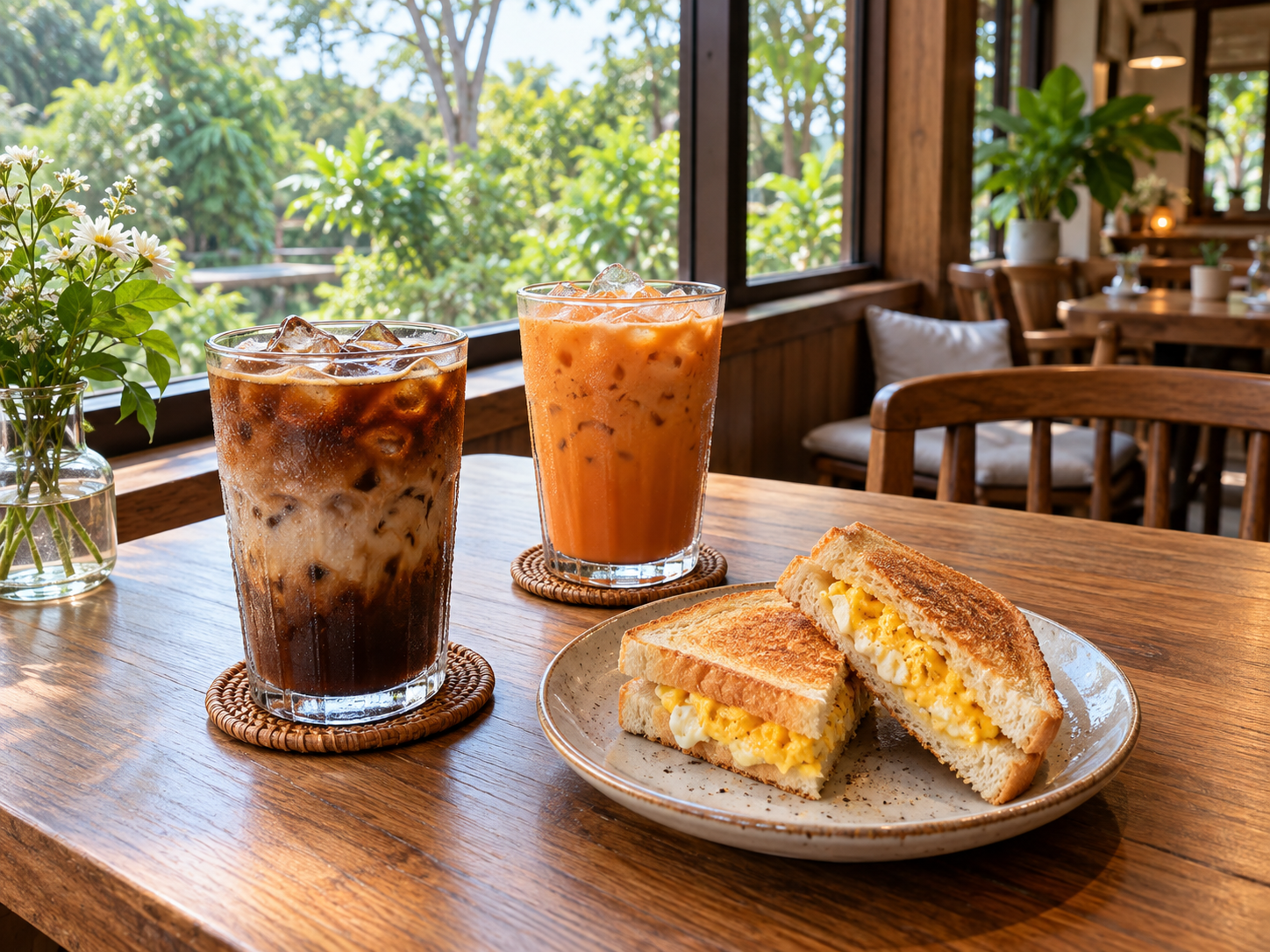 AI Illustration of A café breakfast and drinks break in Ayutthaya