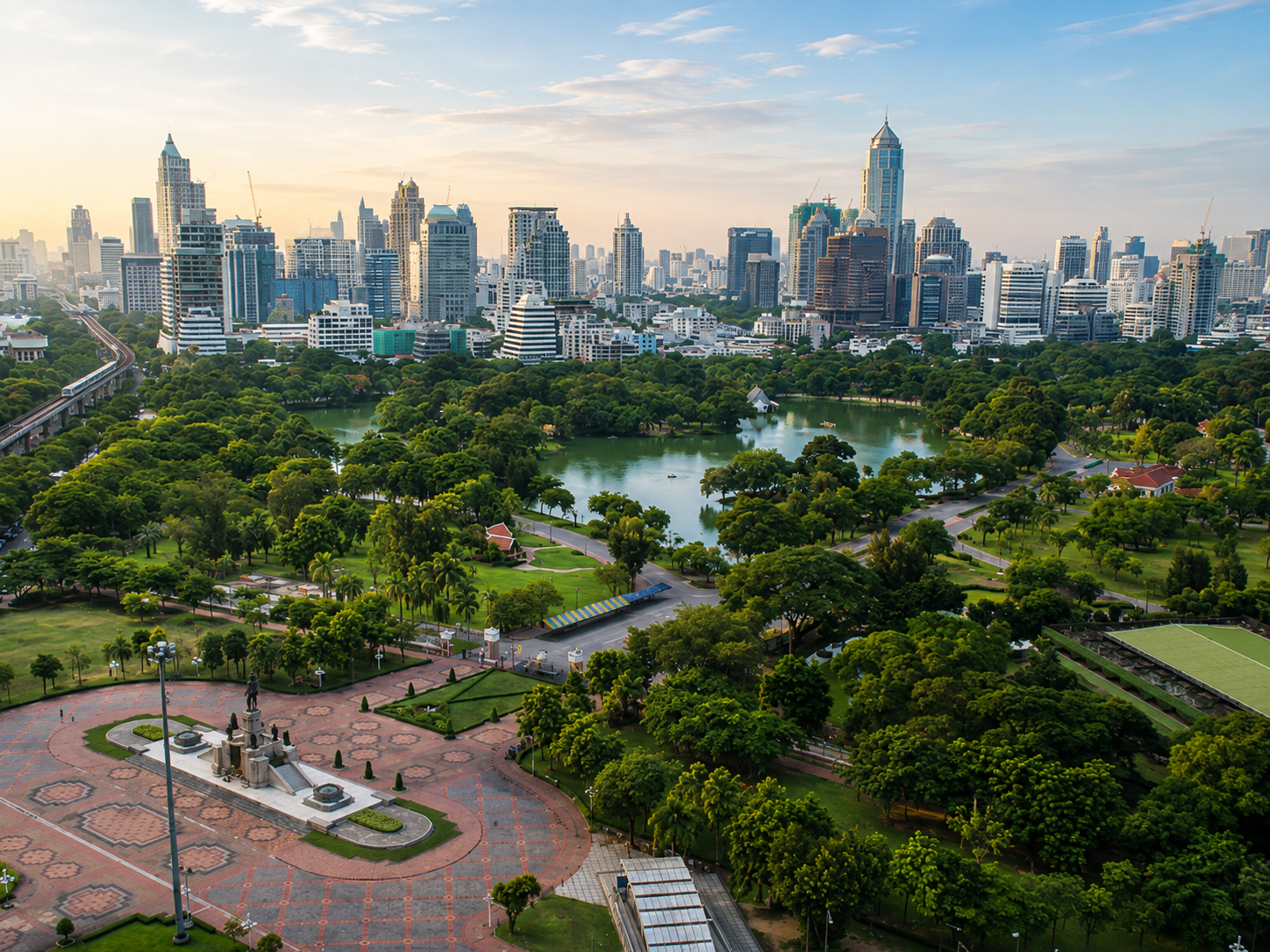 AI Illustration of Lumphini Park and Silom