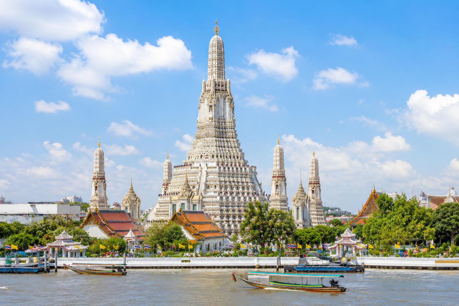 AI illustration of Wat Arun beside the Chao Phraya River