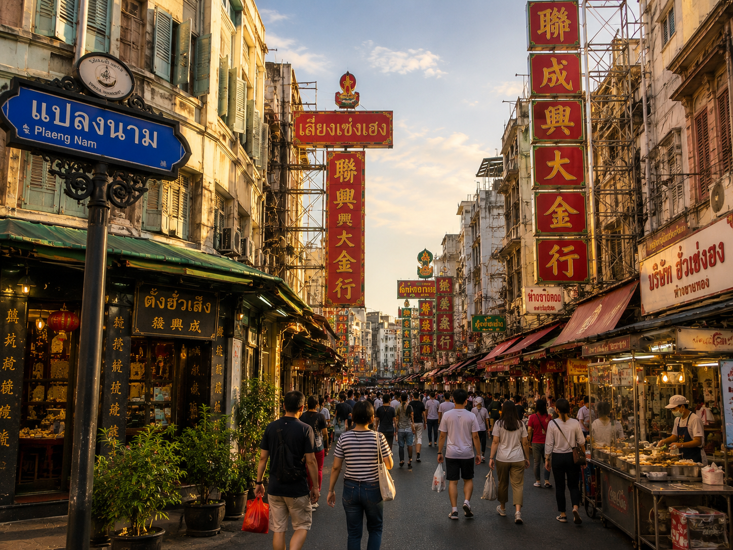 AI Illustration of Plaeng Nam & Old Chinatown Streets