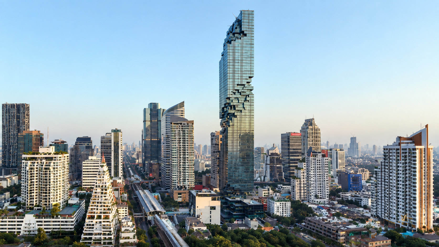 AI Illustration of Mahanakhon and Bangkok skyline