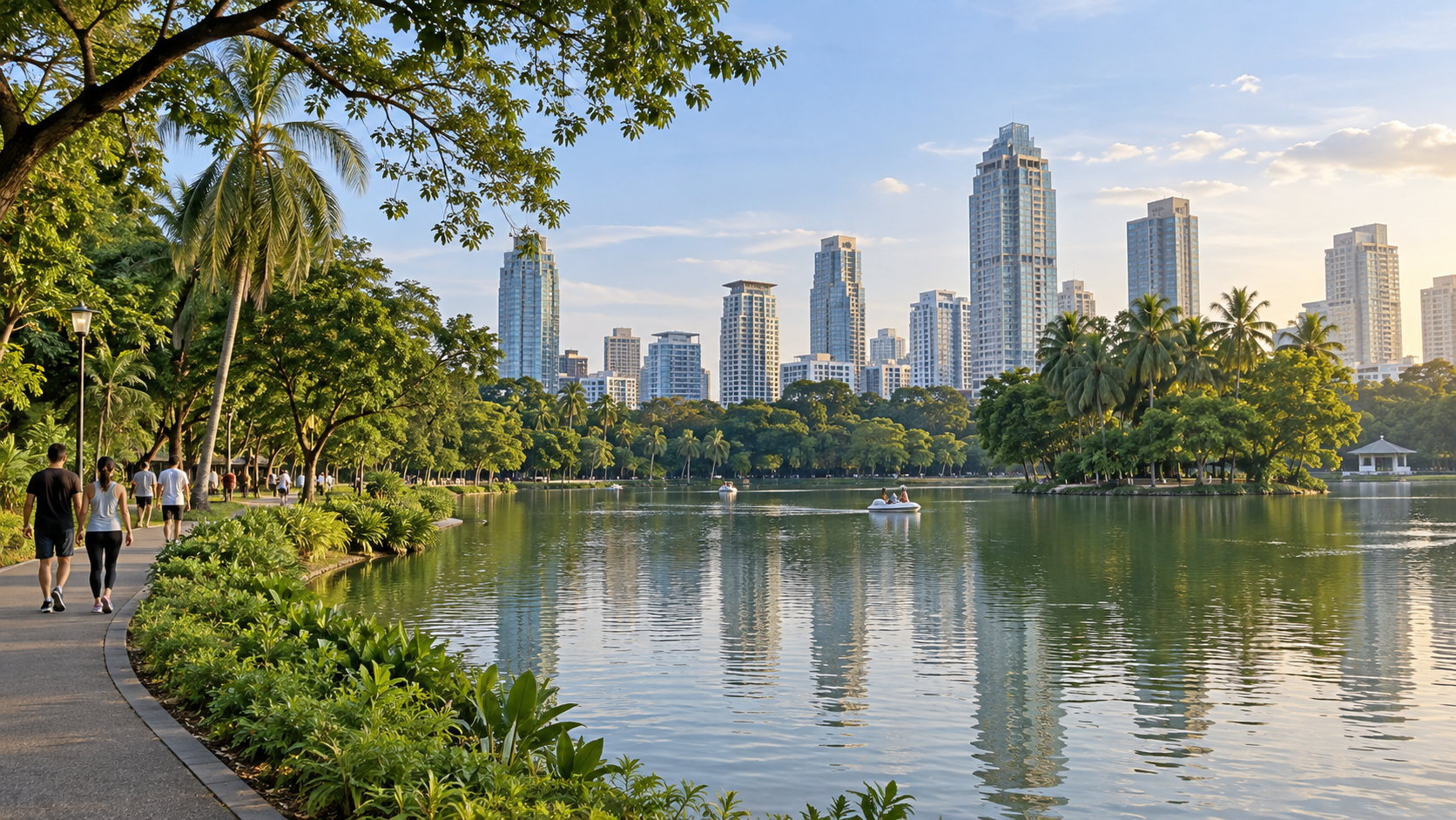 AI Illustration of Lumphini Park in the evening