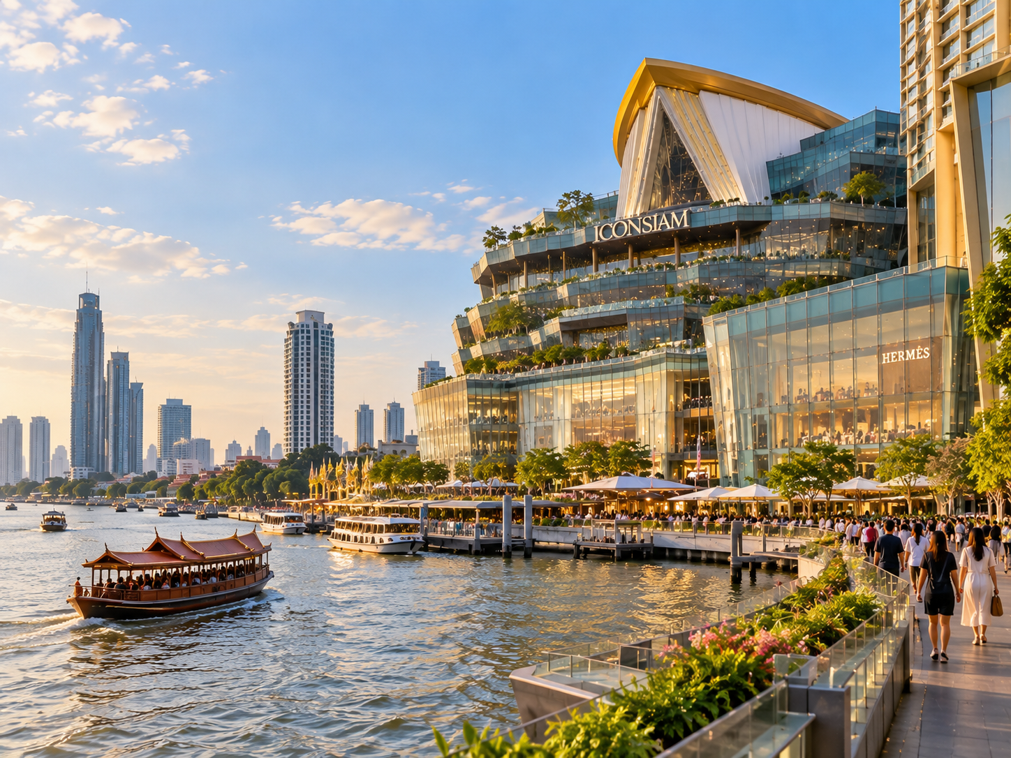 AI Illustration of ICONSIAM riverside evening