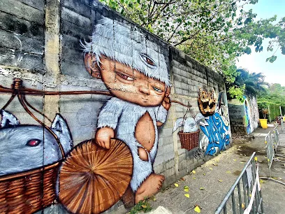 AI Illustration of Street art mural on a wall in Charoen Krung