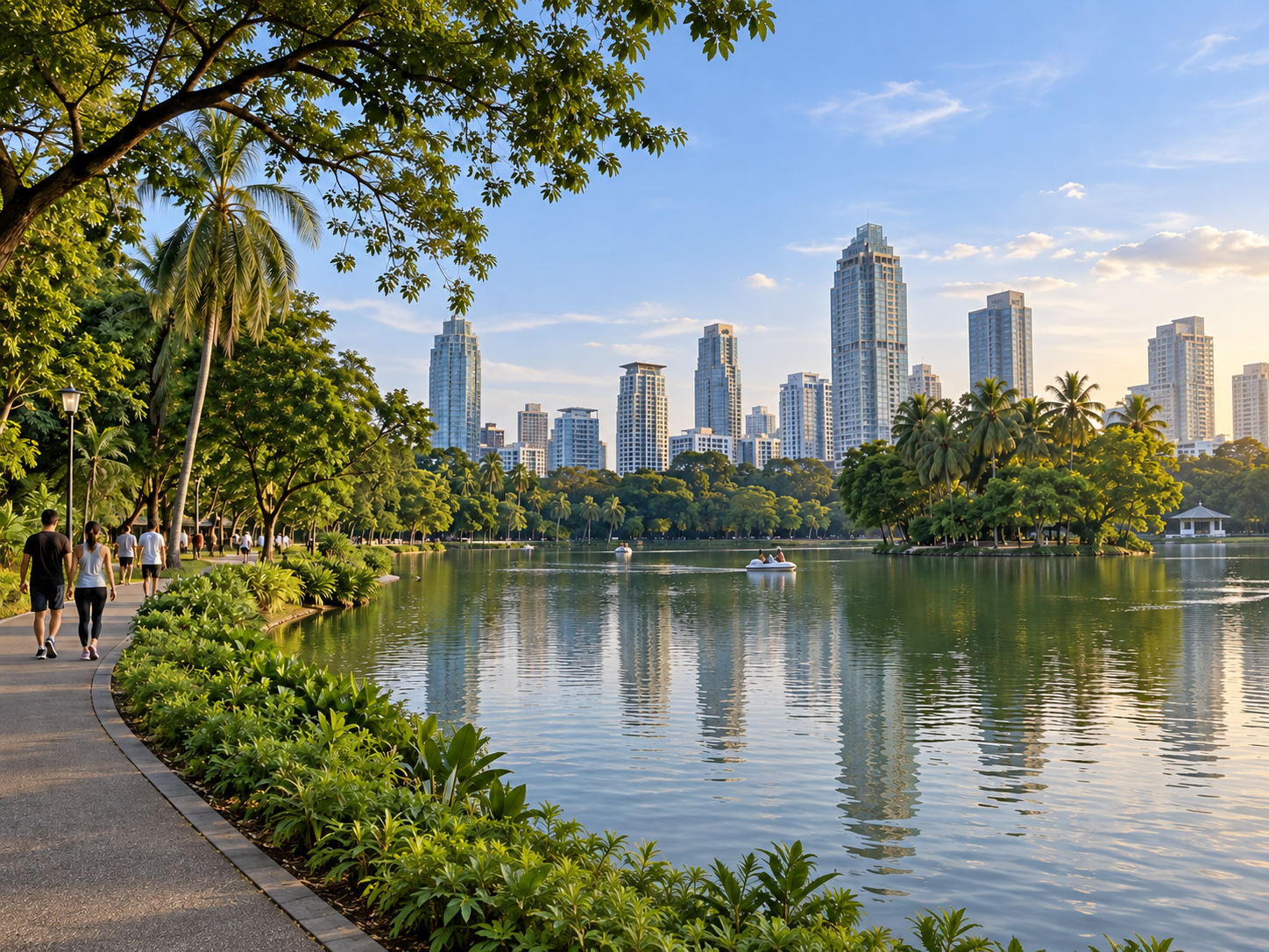 AI Illustration of Lumphini Park evening