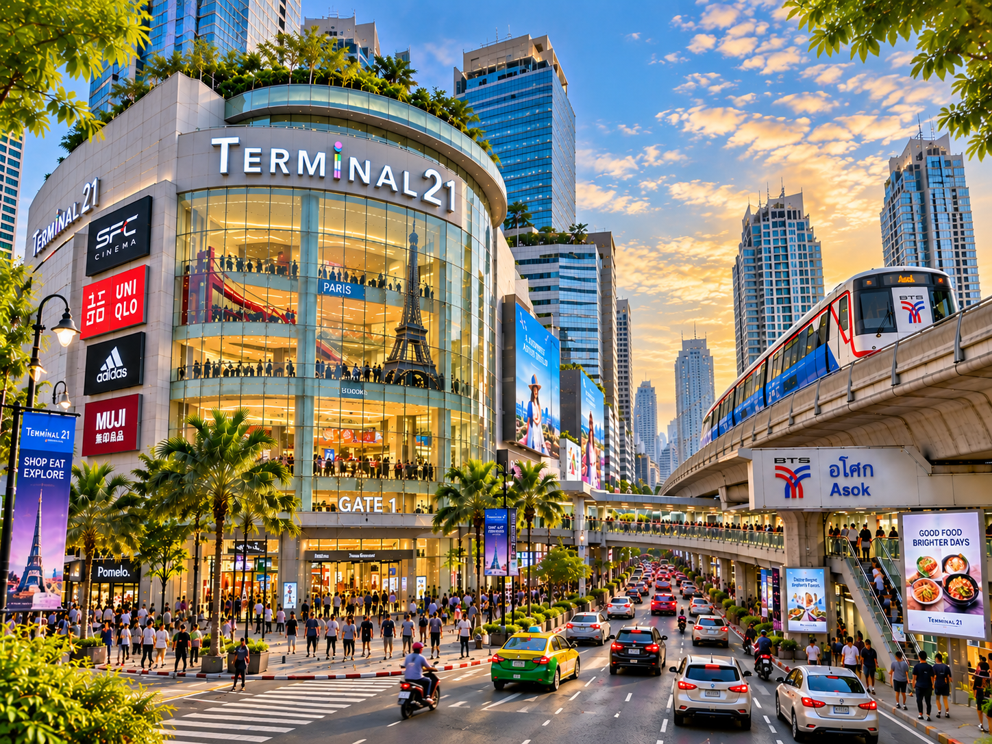 AI Illustration of Terminal 21 Asok evening