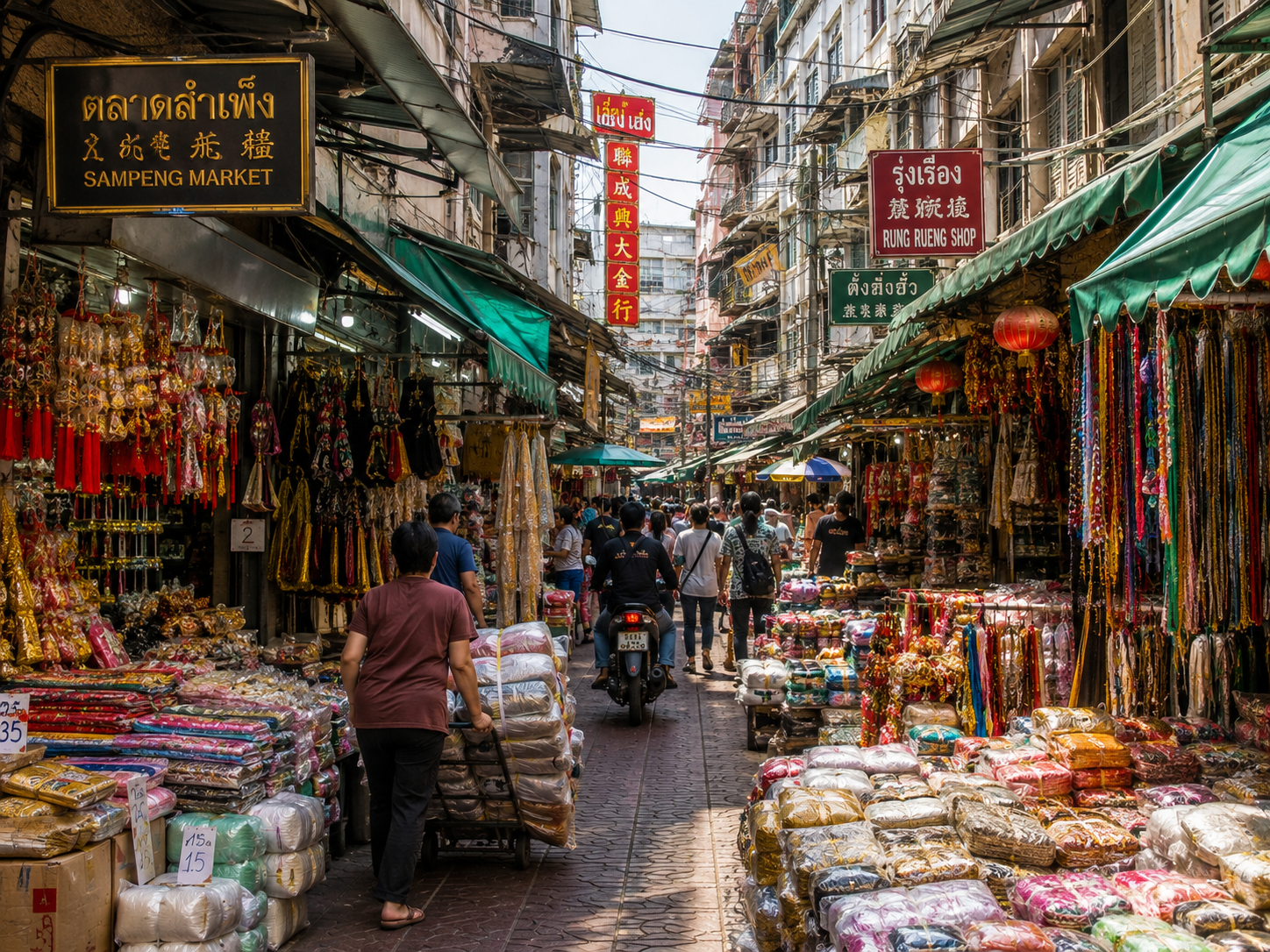 AI illustration of Sampeng Market in Bangkok’s Chinatown